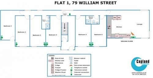 Floor plan Flat 1, 79 William Street